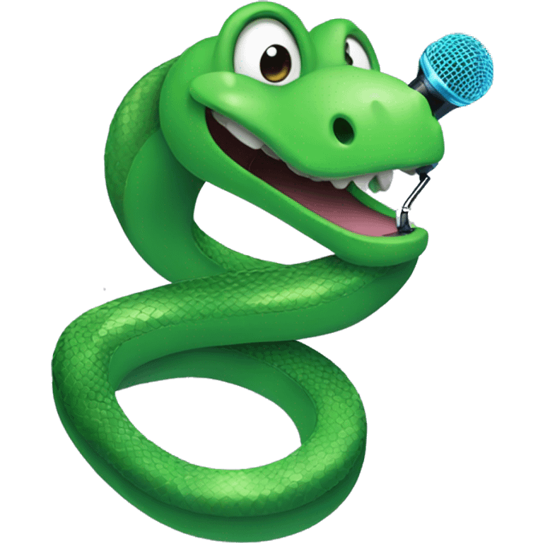 A green snake, a microphone and sparkles  emoji