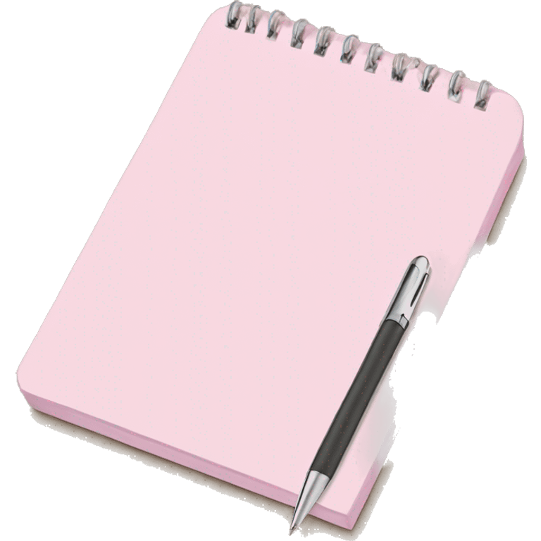 Pale pink notepad with pen emoji