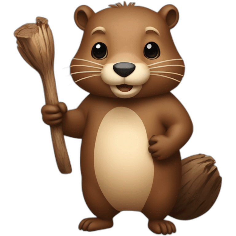 beaver standing with woods in hands emoji