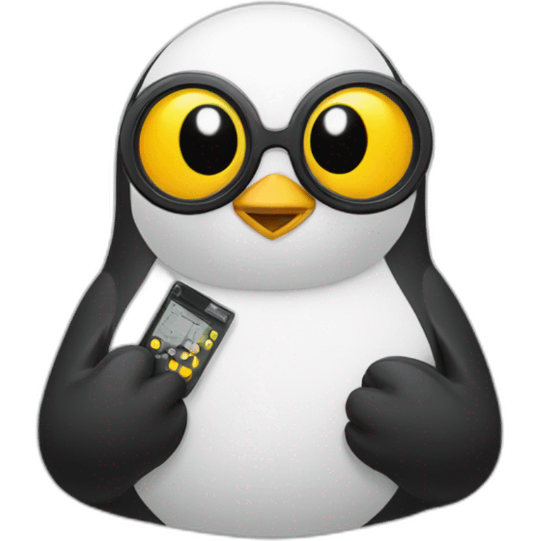 Pingouin qui montre son pc gamer emoji