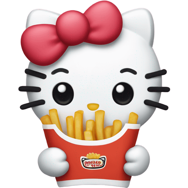 hello kitty holding french fries emoji