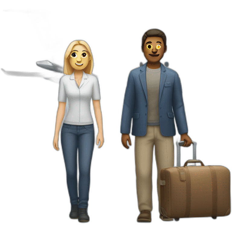 able-bodied people next to a plane emoji