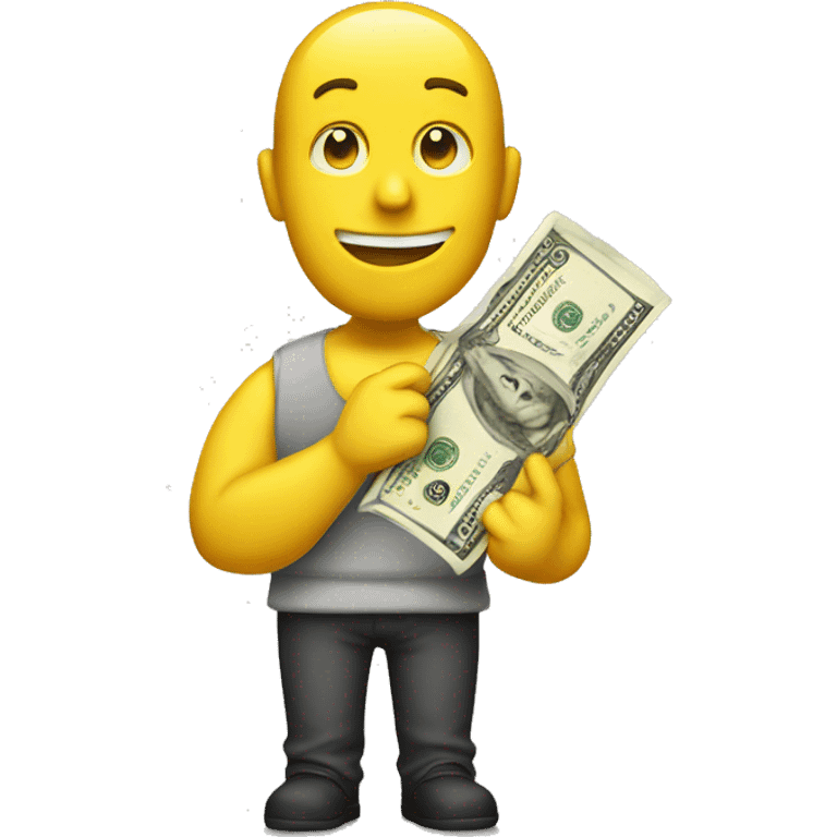 yellow guy holding a dollar emoji