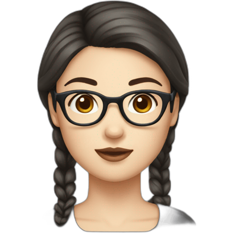 Girl dark hair chignon glasses akita emoji