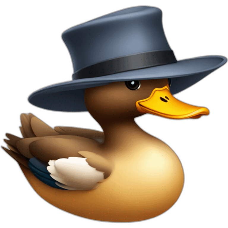 Canard avec un chapeau emoji