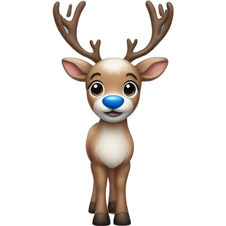 Cute reindeer with a blue nose  emoji