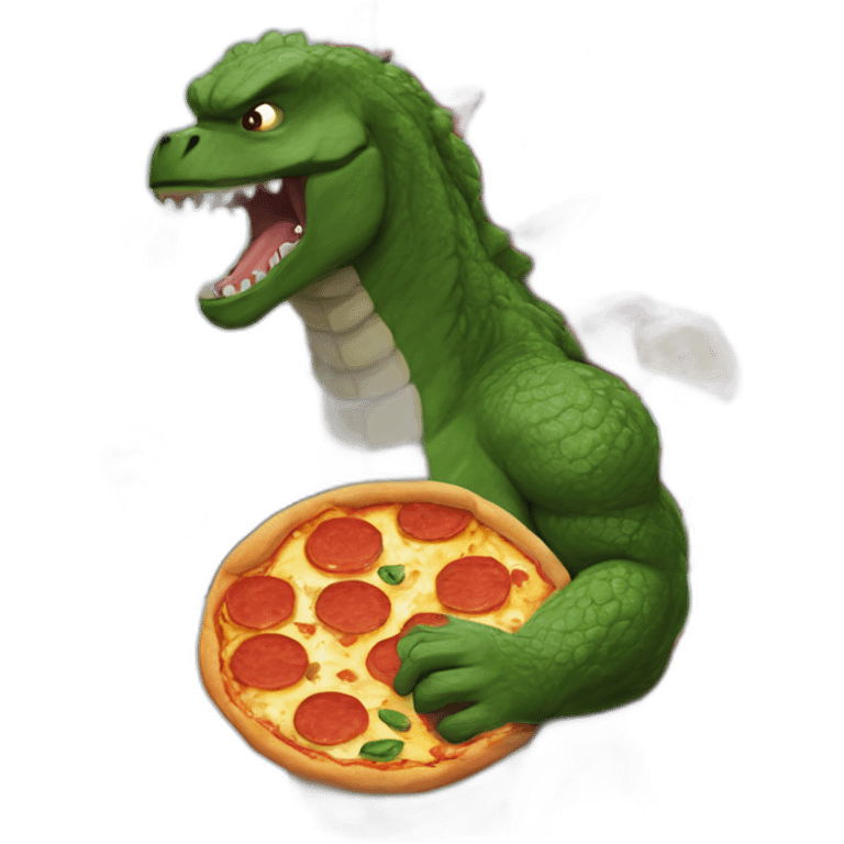 Godzilla qui mange une pizza emoji