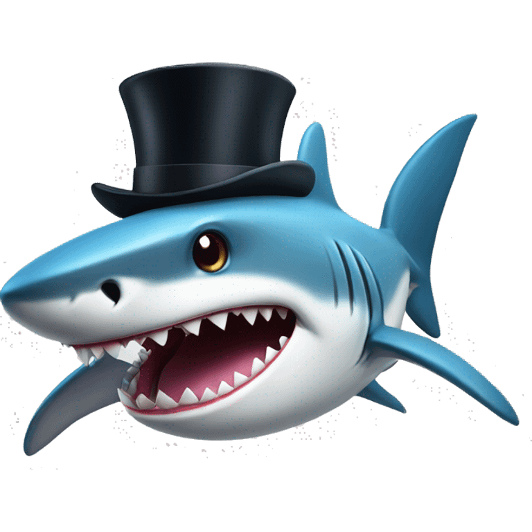 Shark with a top hat emoji