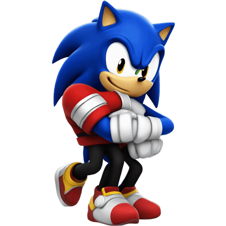 Sonic and shadow the hedgehog hugging emoji