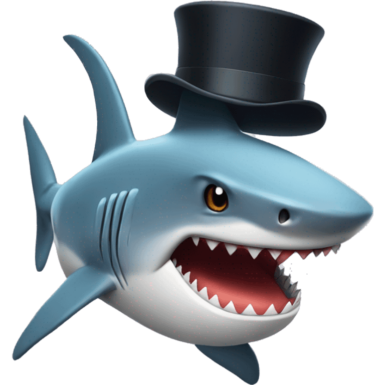 Shark with a top hat emoji