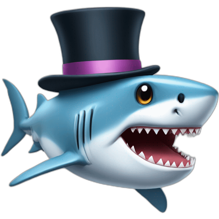 Shark with a top hat emoji