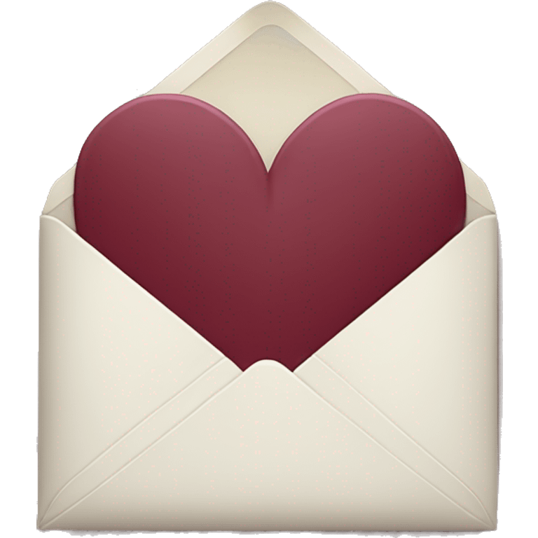 burgundy closed envelope with white heart stamp emoji