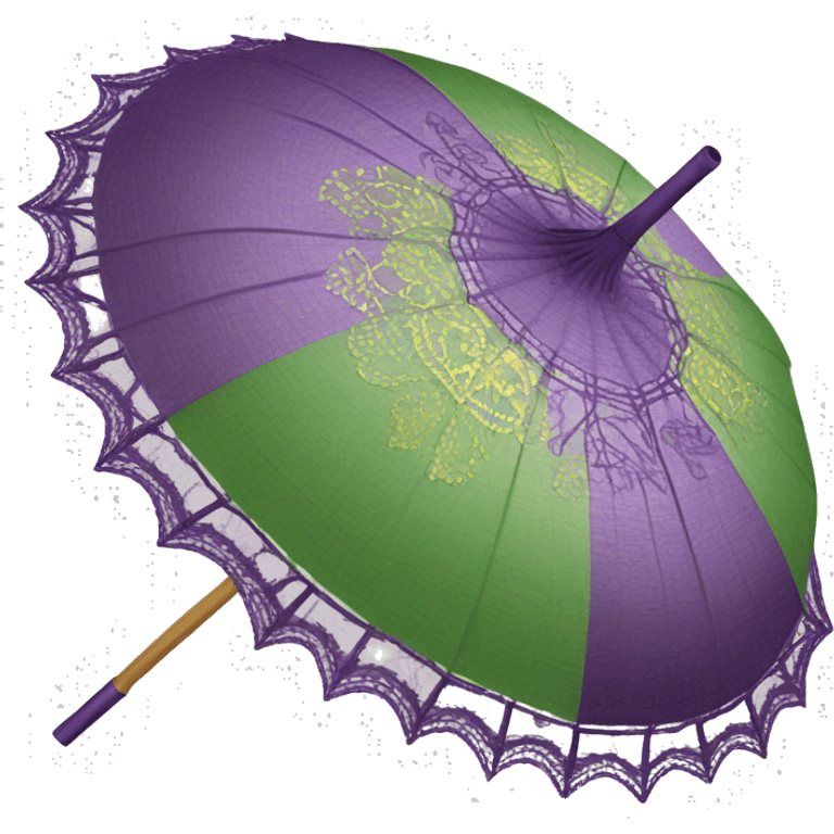 Realistic purple,green and yellow lace parasol. emoji