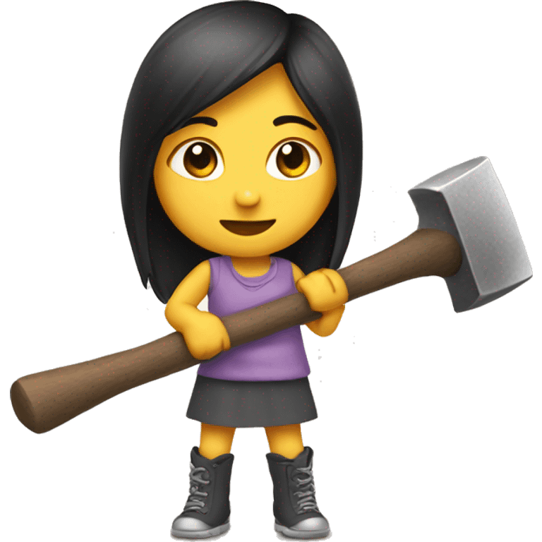 cute girl holding a hammer emoji