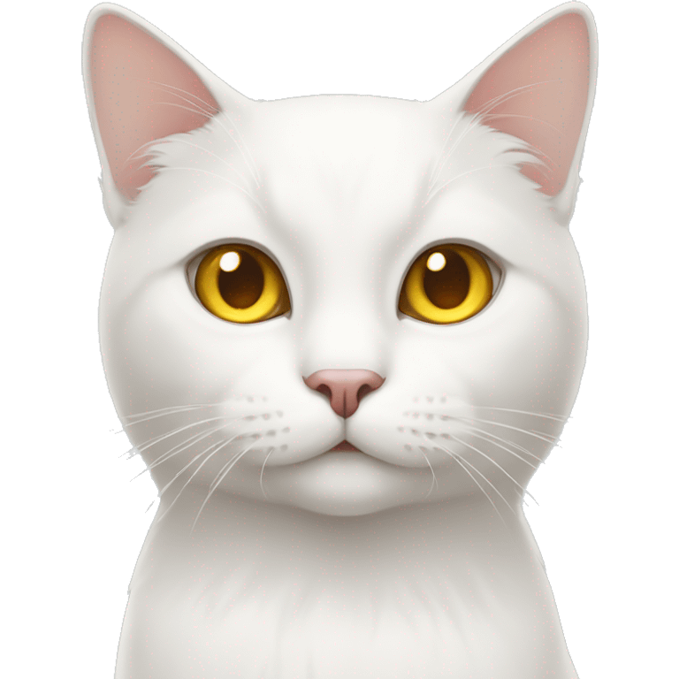 White cat with brown swatches and yellow eyes  emoji