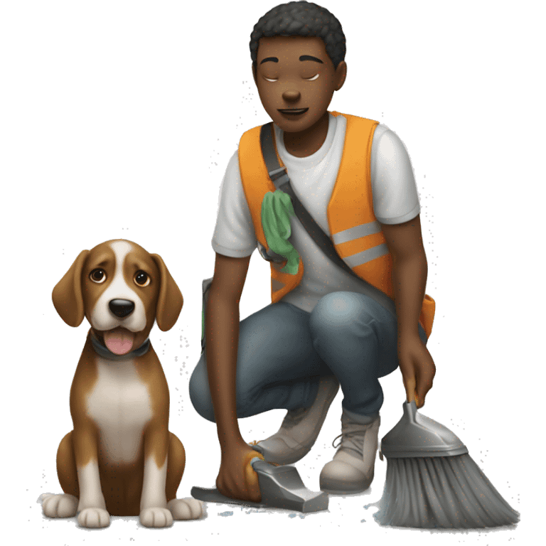 boy cleaning dog shot emoji