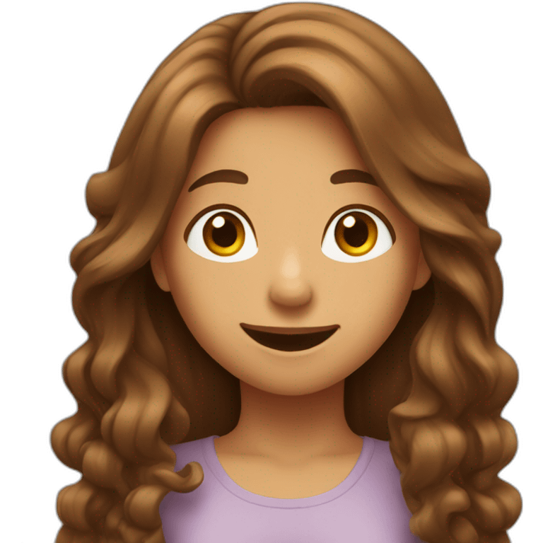 girl with brown long hair rejoices emoji