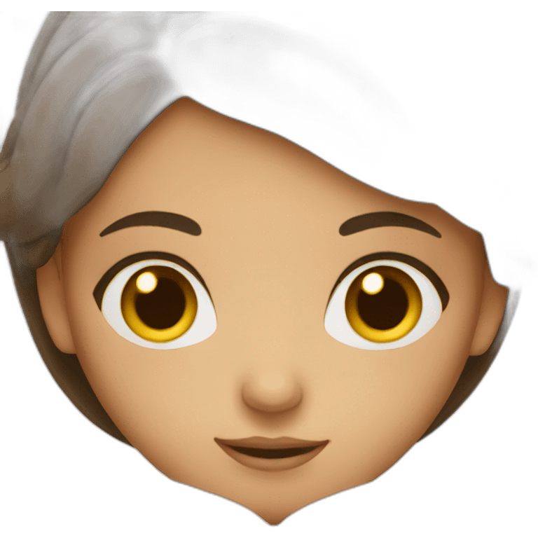 Girl with brown eyes and brown hair reading book emoji