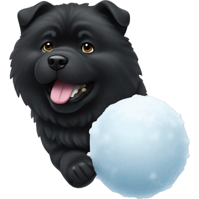 Black Chow dog throwing a snowball emoji