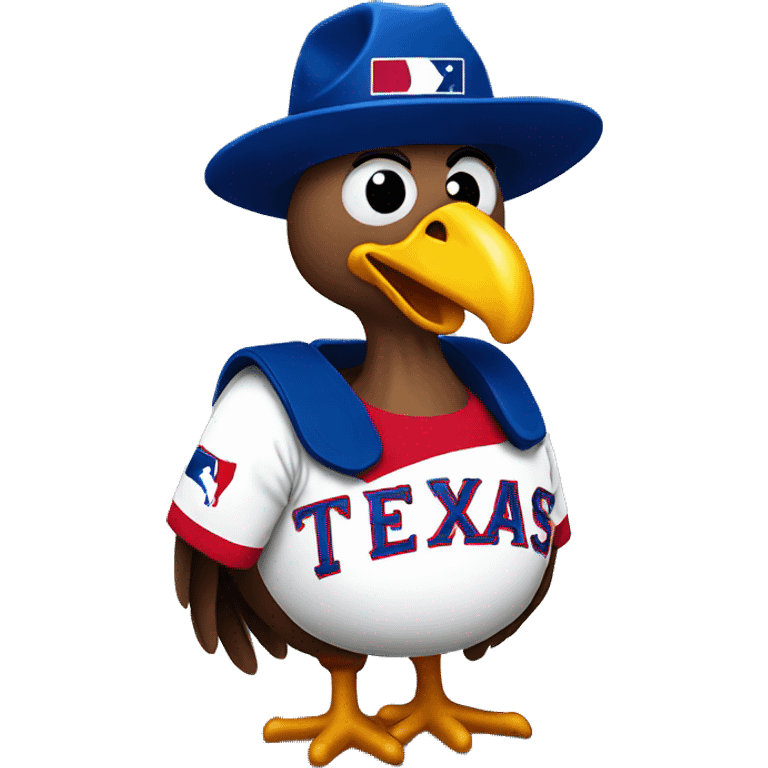 Turkey wearing a texas rangers jersey emoji