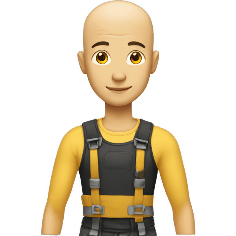 Man building house, no hair, yellow and black clothes emoji