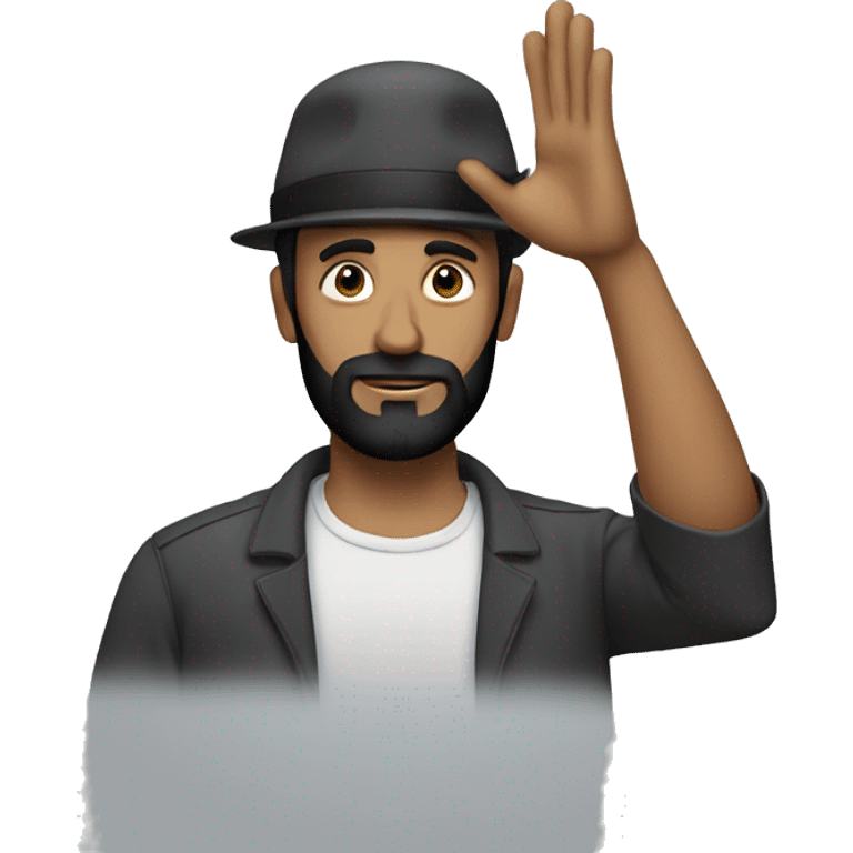  man with black beard doing a salute emoji