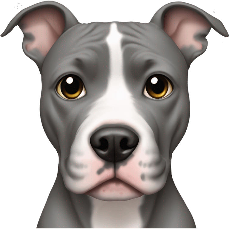 Gray and white pitbull with black eyes emoji