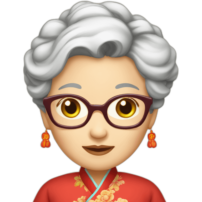 Chinese senior lady wdress traditiona Chinese emoji