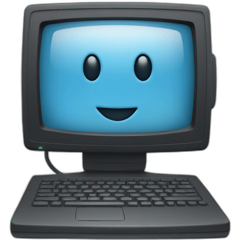 computer, displaying happy face on screen emoji