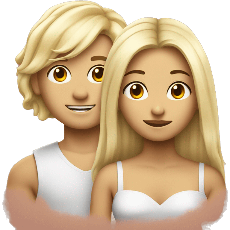 couple girl in blondy har boy in back hair  emoji