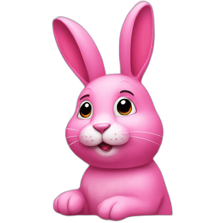 pink rabbit thinking emoji