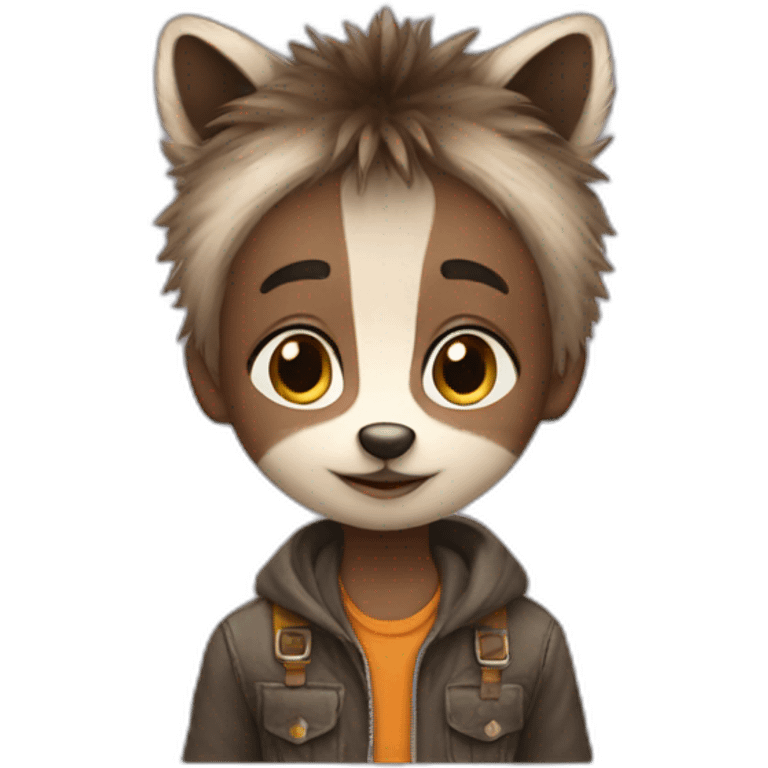 little boy on a raccoon emoji