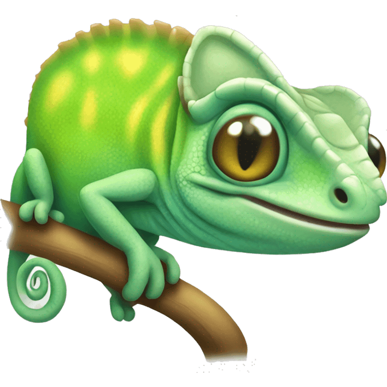 Smiling Cute chameleon emoji