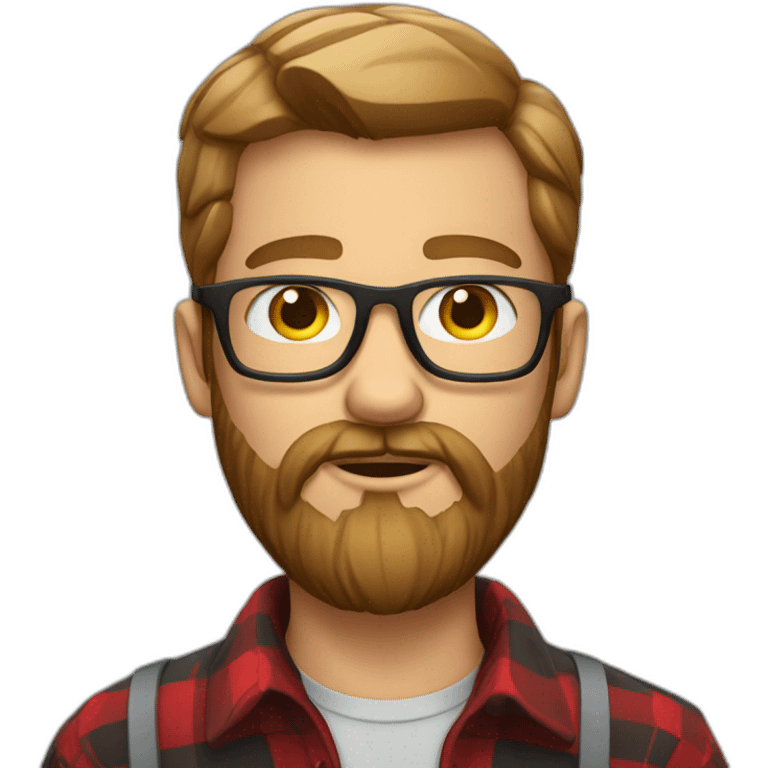 European bearded guy wearing glasses and Lumberjack shirt emoji