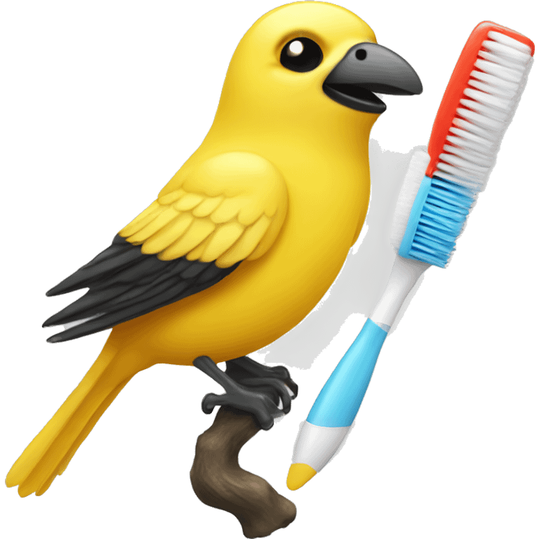 canary with tooth brush emoji