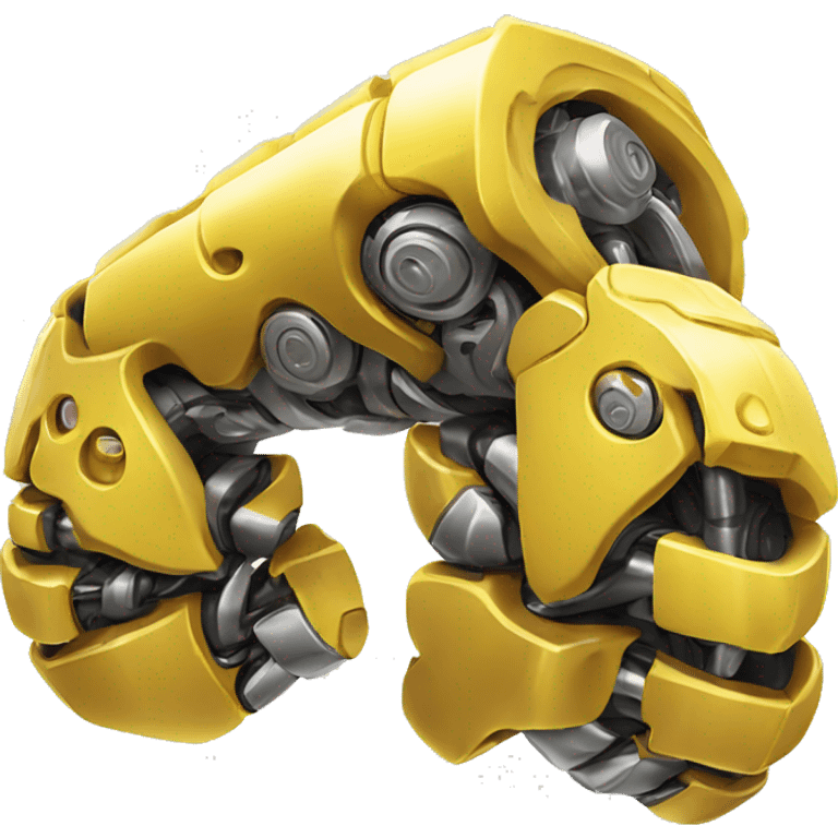 Yellow mechanical cyborg bicep that’s flexing emoji