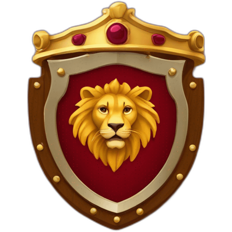 escudo de León rampante con Fondo color granate emoji