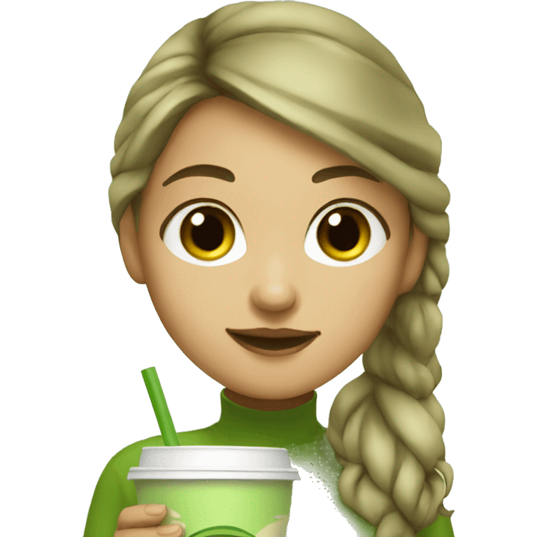 Girl drink matcha latte emoji