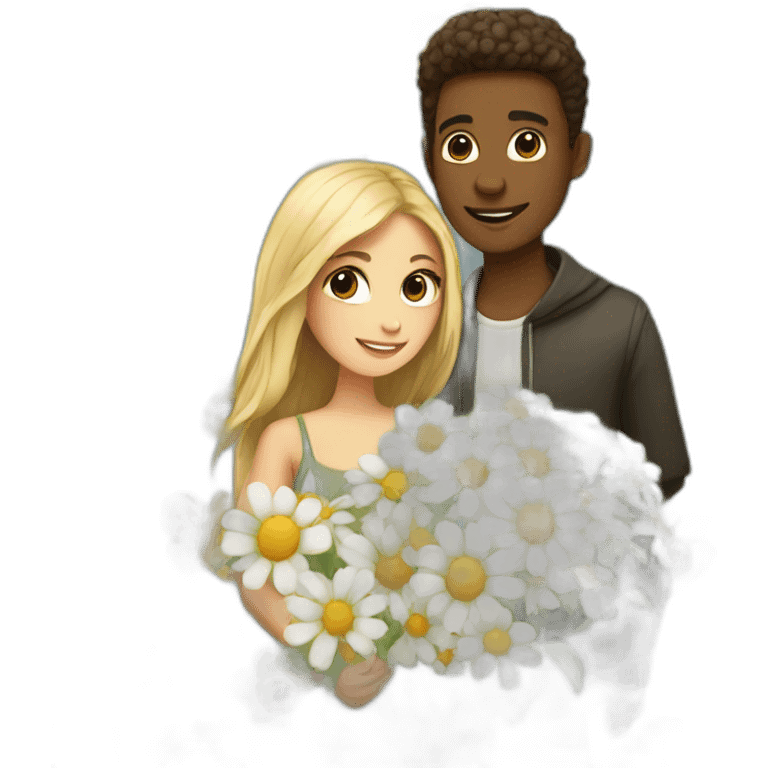 Girl has a boyfriend with flowers  emoji