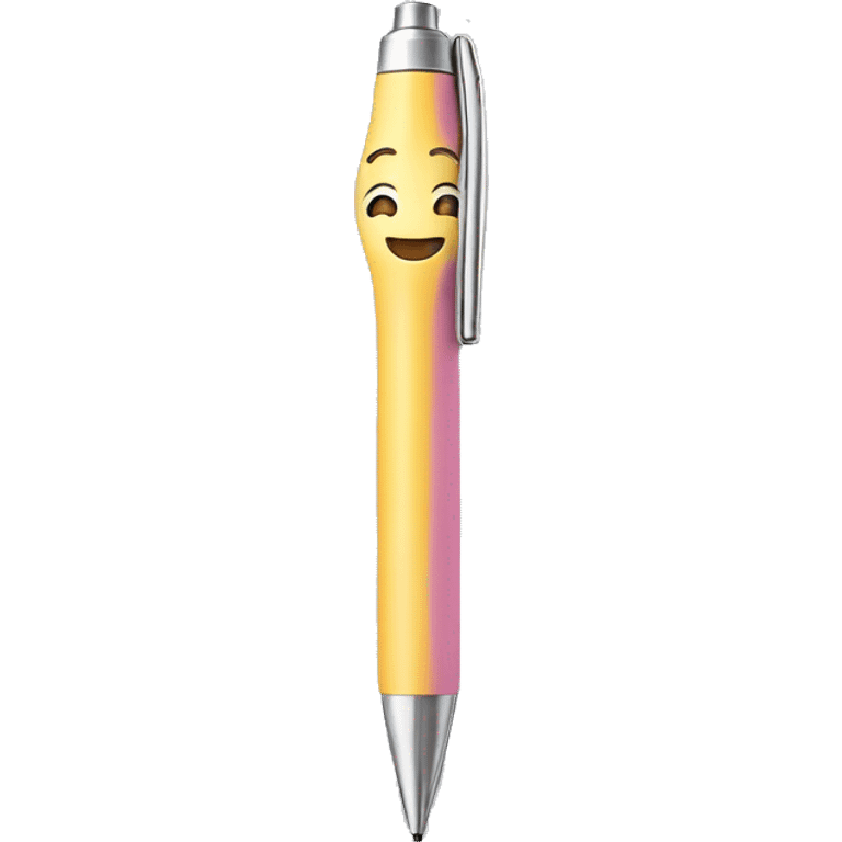 Cute wide ballpoint pen with face and smile  emoji