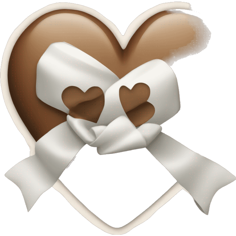 Brown heart with white bow emoji