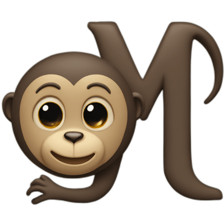 M, m letter, alphabet with a monkey emoji