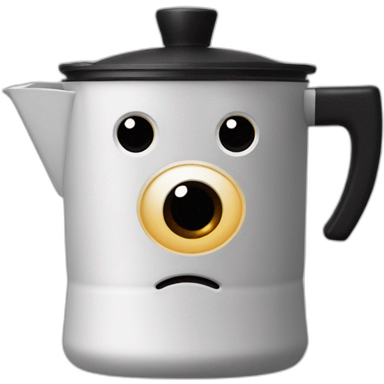 Moka pot with concerning eyes emoji