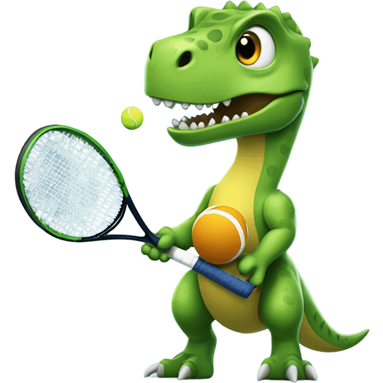 Dinosaur with tennis racket and tennis ball  emoji