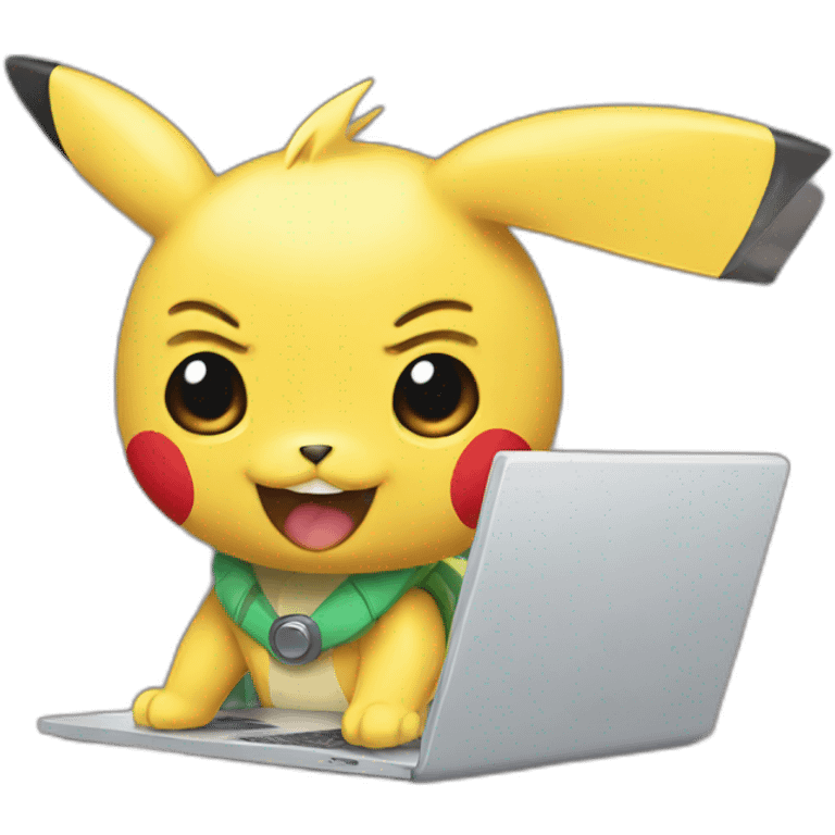 pokemon working on laptop emoji