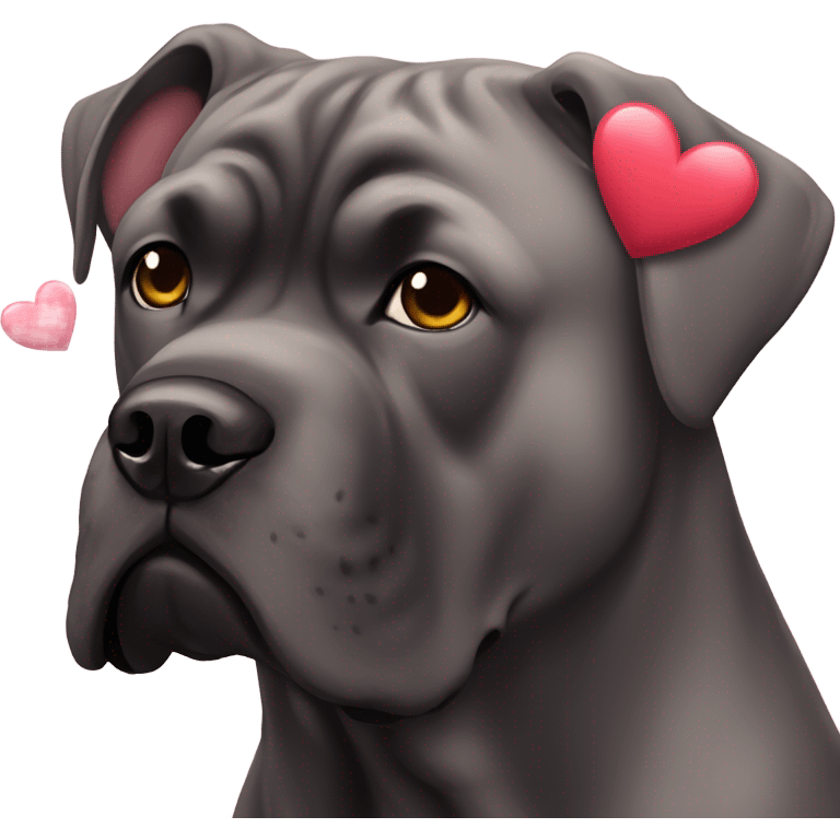 A Cane Corso with hearts over his head. emoji