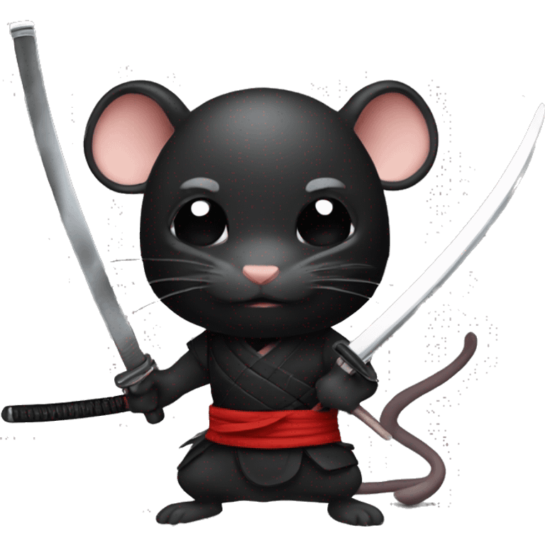 ninja black skin rat with katana emoji