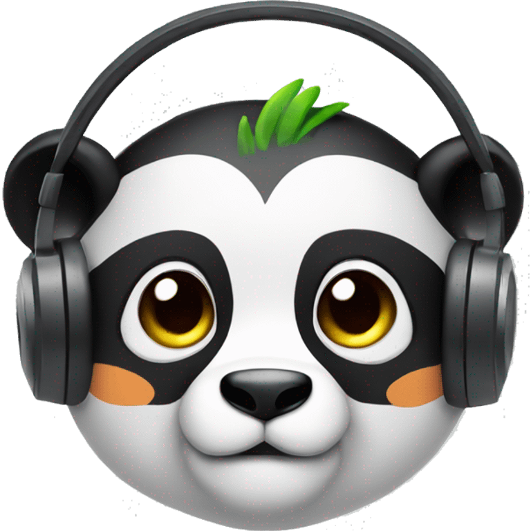 colorful panda face wearing headset emoji