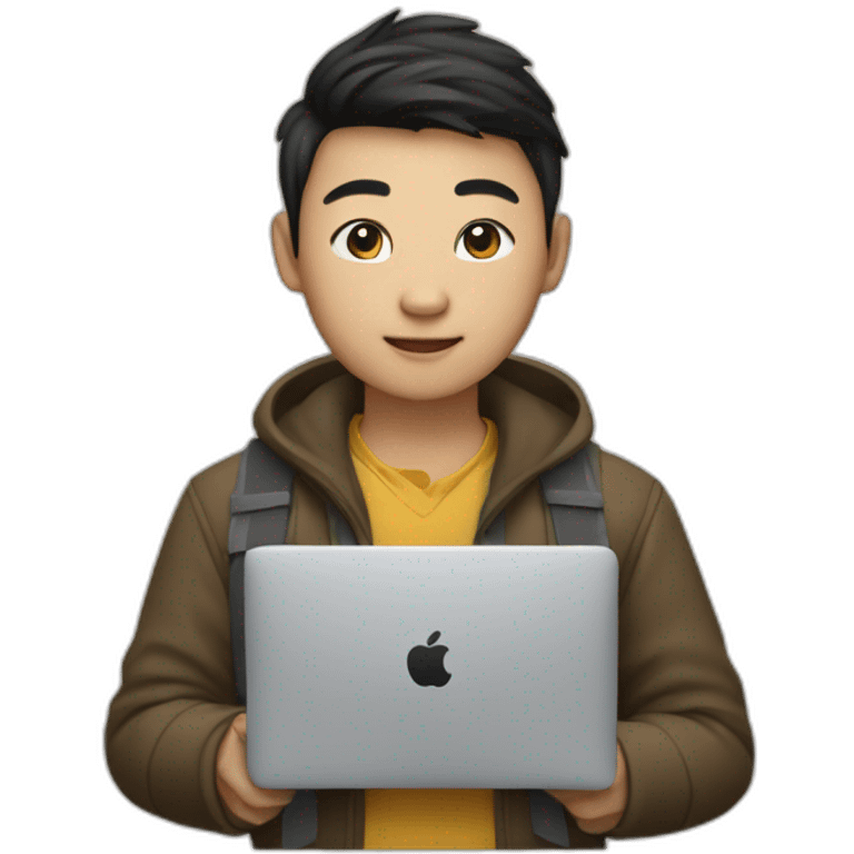 mongolian teenager with macbook emoji