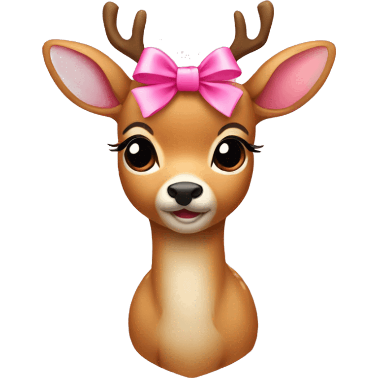 Cute deer with a pink bow  emoji